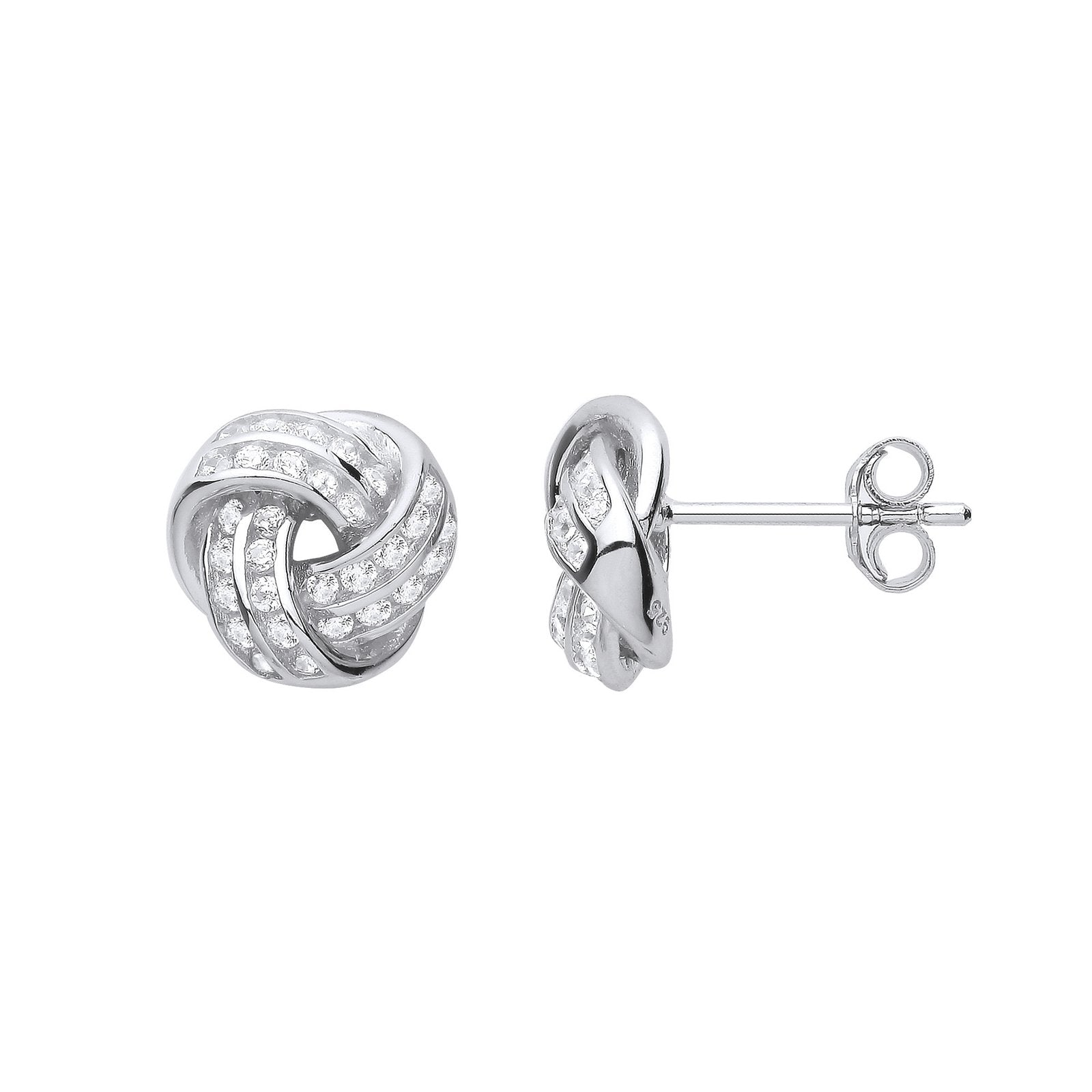 Silver Cubic Zirconia Knot Stud Earrings - Fine Ring - Certified Authentic - Swiss Made – Luxury Jewellery by Imperial